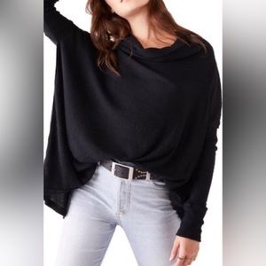 Free People Black Draped Cowl Neck Tunic